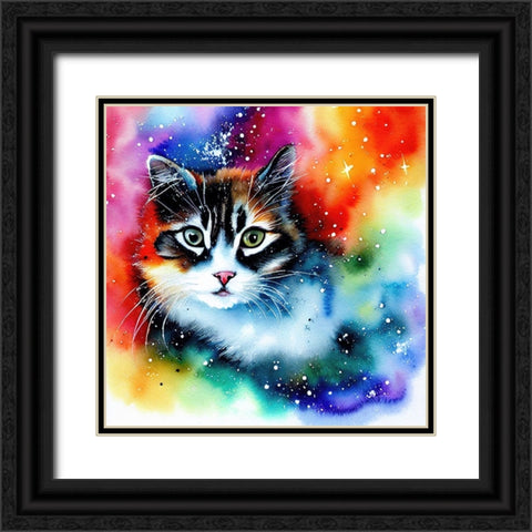 Galaxy Cat II Black Ornate Wood Framed Art Print with Double Matting by Dundon, Denise