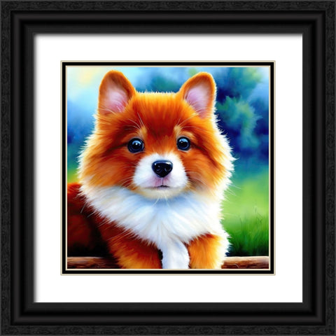 Puppy II Black Ornate Wood Framed Art Print with Double Matting by Dundon, Denise