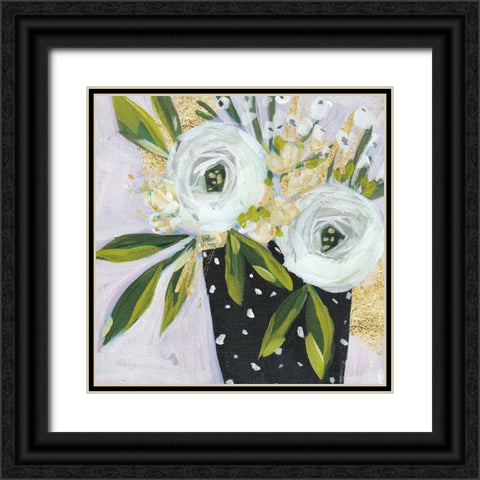 BW Floral Black Ornate Wood Framed Art Print with Double Matting by Wieners, Valerie
