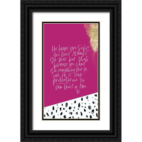 Protector Card Black Ornate Wood Framed Art Print with Double Matting by Wieners, Valerie