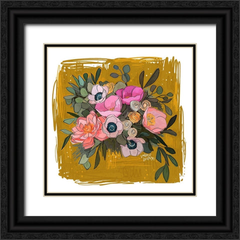 Paper Flowers Black Ornate Wood Framed Art Print with Double Matting by Wieners, Valerie