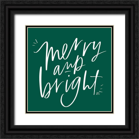 Merry and Bright Black Ornate Wood Framed Art Print with Double Matting by Wieners, Valerie