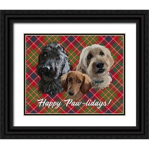 Christmas Pups Black Ornate Wood Framed Art Print with Double Matting by Wieners, Valerie