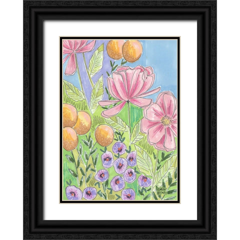 Peony Set II Black Ornate Wood Framed Art Print with Double Matting by Wieners, Valerie