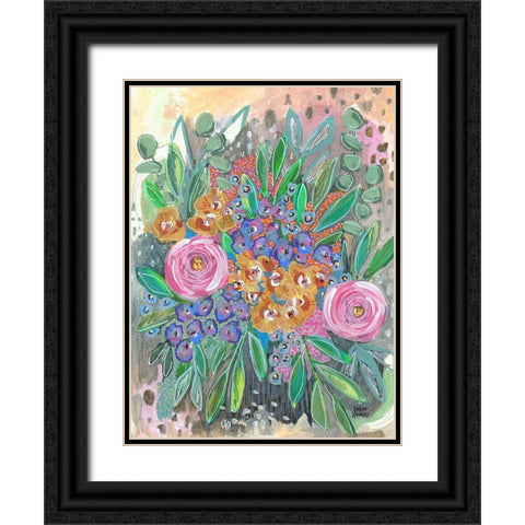 Bright Bouquet Black Ornate Wood Framed Art Print with Double Matting by Wieners, Valerie