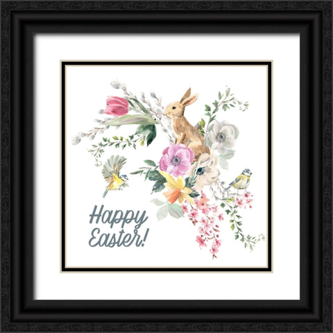 Happy Easter Black Ornate Wood Framed Art Print with Double Matting by Wieners, Valerie