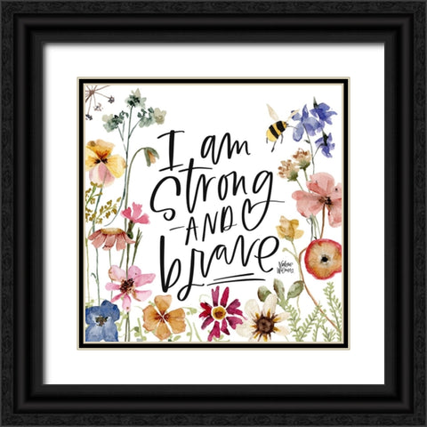Strong and Brave Black Ornate Wood Framed Art Print with Double Matting by Wieners, Valerie
