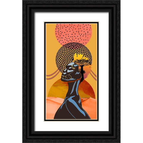 Standing Tall Black Ornate Wood Framed Art Print with Double Matting by Burney, Yvonne Coleman