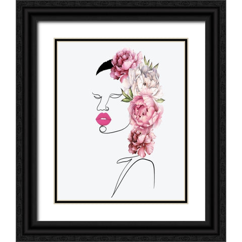 Line Art Black Ornate Wood Framed Art Print with Double Matting by Burney, Yvonne Coleman