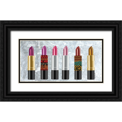 Lipstick Row Black Ornate Wood Framed Art Print with Double Matting by Burney, Yvonne Coleman