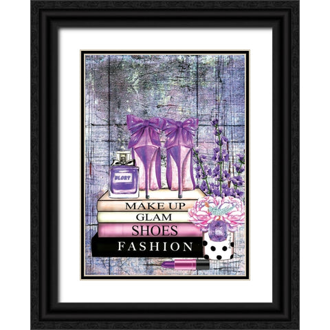 Books, Shoes and Fashion Black Ornate Wood Framed Art Print with Double Matting by Burney, Yvonne Coleman
