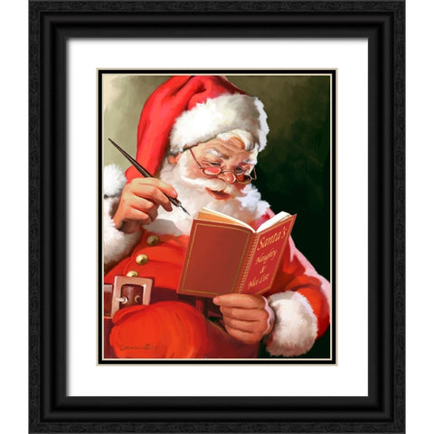 Naughty and Nice Black Ornate Wood Framed Art Print with Double Matting by Yellow Cafe