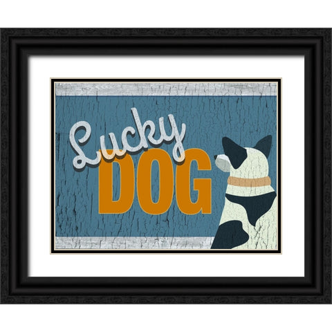 Lucky Dog Black Ornate Wood Framed Art Print with Double Matting by Yellow Cafe