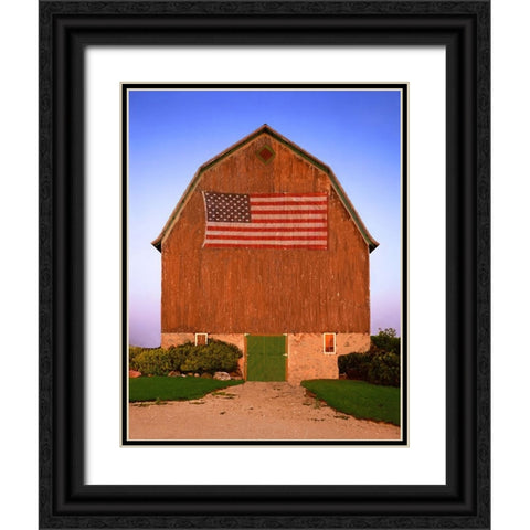 Americana Barn Black Ornate Wood Framed Art Print with Double Matting by Yellow Cafe