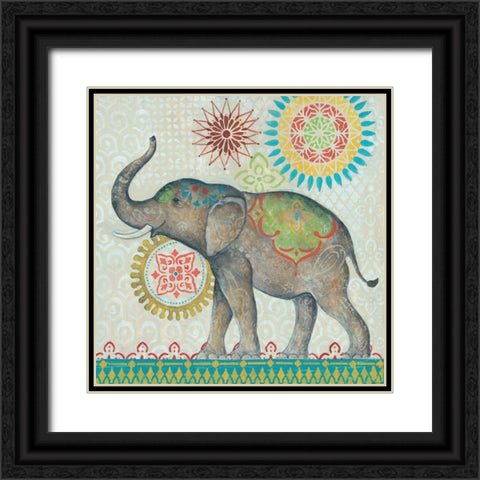 Elephant Black Ornate Wood Framed Art Print with Double Matting by Yellow Cafe