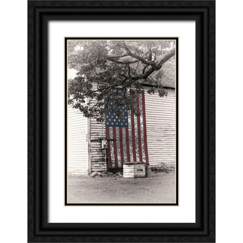 Barn Flag II Black Ornate Wood Framed Art Print with Double Matting by Sommers, Mindy