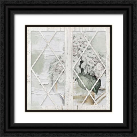 Shabby Hydrangea Black Ornate Wood Framed Art Print with Double Matting by Sommers, Mindy