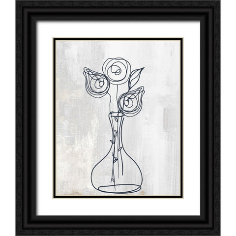 Rosettes Black Ornate Wood Framed Art Print with Double Matting by Sommers, Mindy