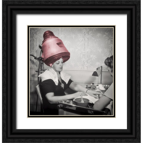 Pink Hair Dryer Black Ornate Wood Framed Art Print with Double Matting by Sommers, Mindy