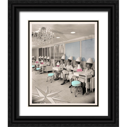 Vintage Hair Salon Black Ornate Wood Framed Art Print with Double Matting by Sommers, Mindy