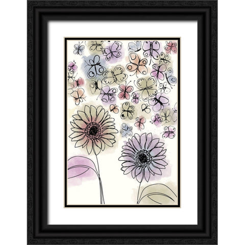 Butterfly Dance Black Ornate Wood Framed Art Print with Double Matting by Sommers, Mindy