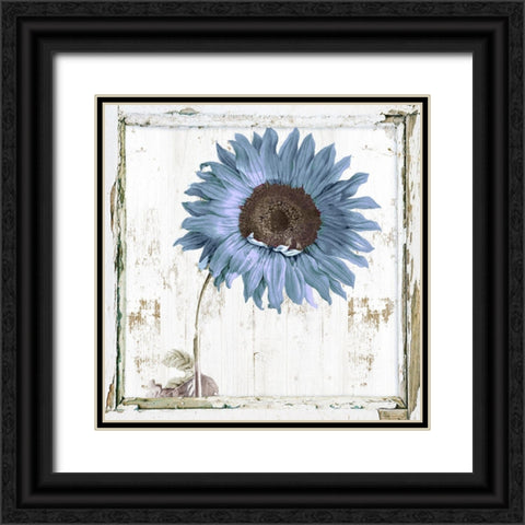 Blue Sunflower Redux II Black Ornate Wood Framed Art Print with Double Matting by Sommers, Mindy