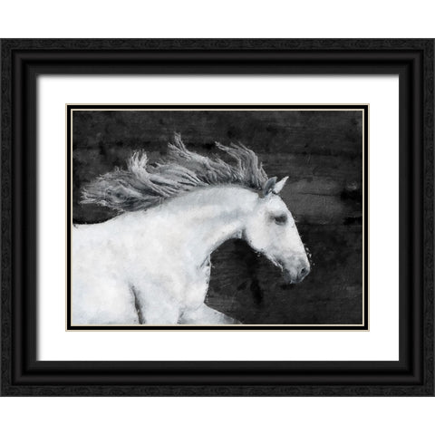 White Horse Black Ornate Wood Framed Art Print with Double Matting by Sommers, Mindy