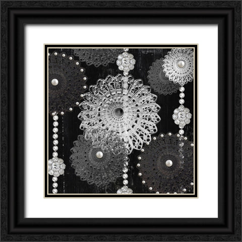 Filigree Snowflakes Black Ornate Wood Framed Art Print with Double Matting by Sommers, Mindy