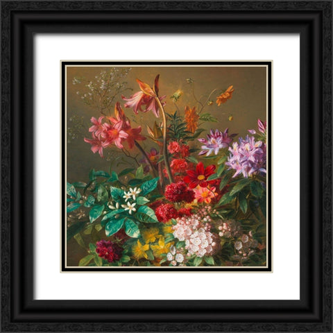 Allegory of Spring (detail) Black Ornate Wood Framed Art Print with Double Matting by Johannes van Os, Georgius Jacobus