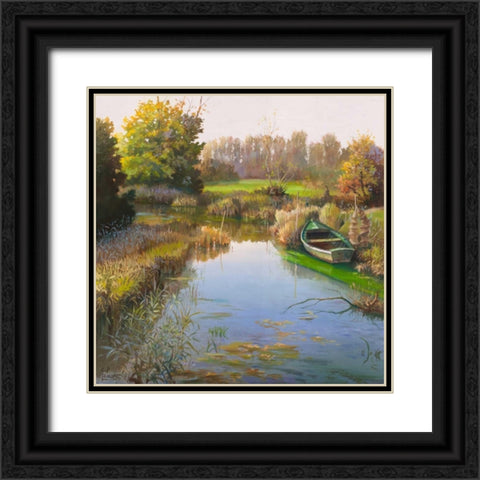 Sul fiume Black Ornate Wood Framed Art Print with Double Matting by Galasso, Adriano