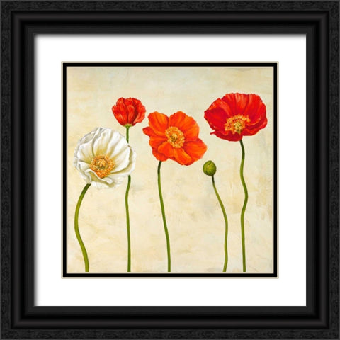 Coquelicots Black Ornate Wood Framed Art Print with Double Matting by Ann, Cynthia