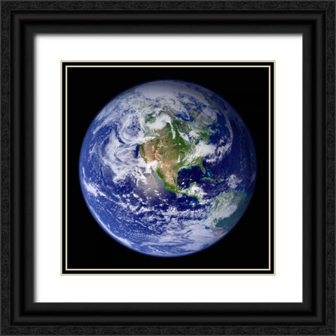 Earth View from Space (North America) Black Ornate Wood Framed Art Print with Double Matting by Nasa