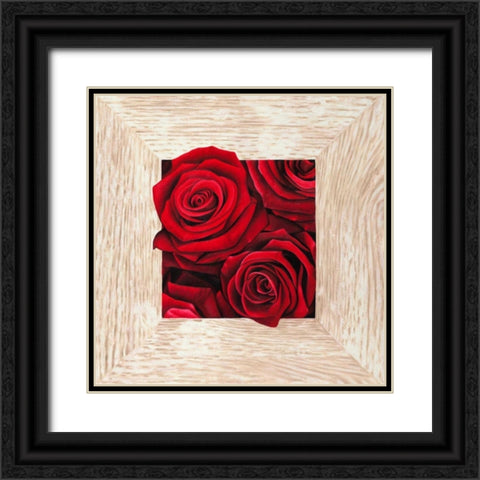 French Roses II Black Ornate Wood Framed Art Print with Double Matting by Benson, Pierre
