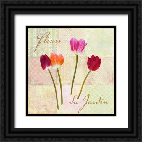 Fleurs du Jardin Black Ornate Wood Framed Art Print with Double Matting by Dellal, Remy