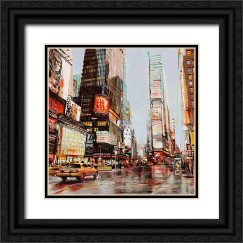 Taxi in Times Square Black Ornate Wood Framed Art Print with Double Matting by Mannarini, John B.