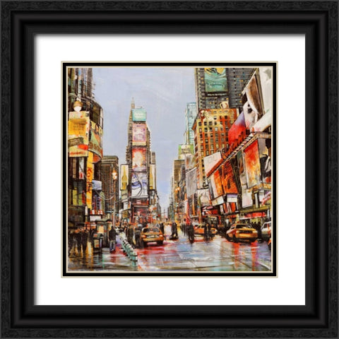 Times Square Jam Black Ornate Wood Framed Art Print with Double Matting by Mannarini, John B.
