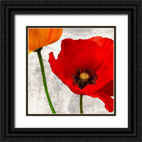 Summer Poppies I Black Ornate Wood Framed Art Print with Double Matting by Thomlinson, Jenny