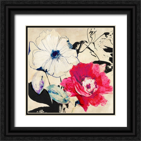 Colorful Floral Composition II (detail) Black Ornate Wood Framed Art Print with Double Matting by Parr, Kelly