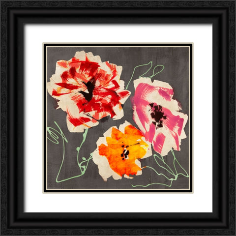 Neon Flowers I (detail) Black Ornate Wood Framed Art Print with Double Matting by Parr, Kelly