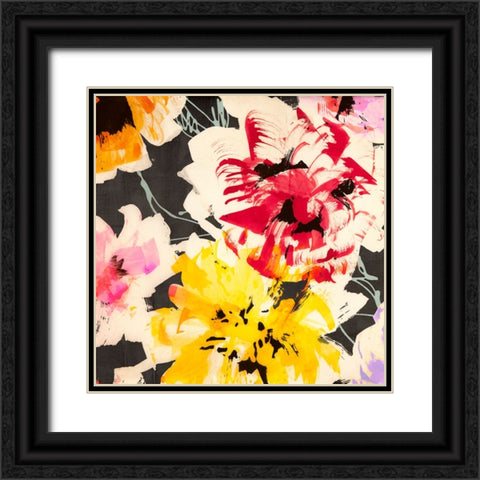 Neon Flowers II (detail) Black Ornate Wood Framed Art Print with Double Matting by Parr, Kelly