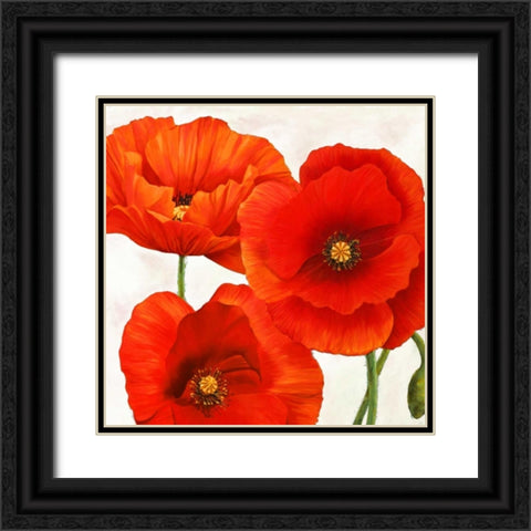 Poppies I Black Ornate Wood Framed Art Print with Double Matting by Villa, Luca
