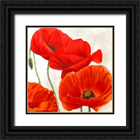 Poppies II Black Ornate Wood Framed Art Print with Double Matting by Villa, Luca