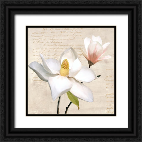 Ivory Magnolia_I Black Ornate Wood Framed Art Print with Double Matting by Villa, Luca