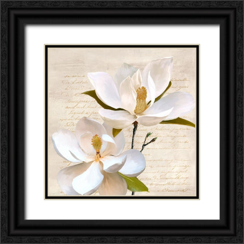 Ivory Magnolia_II Black Ornate Wood Framed Art Print with Double Matting by Villa, Luca