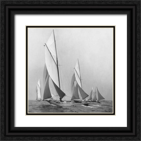 Sailboats Sailing Downwind 1920 Black Ornate Wood Framed Art Print with Double Matting by Levick, Edwin