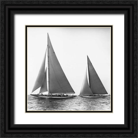 Sailboats in the Americas Cup 1934 Black Ornate Wood Framed Art Print with Double Matting by Levick, Edwin