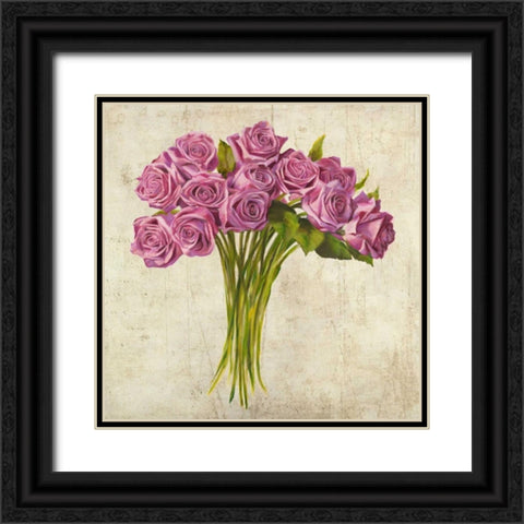 Bouquet de Roses Black Ornate Wood Framed Art Print with Double Matting by Sanna, Leonardo