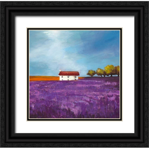 Field of Lavender Black Ornate Wood Framed Art Print with Double Matting by Bloom, Philip