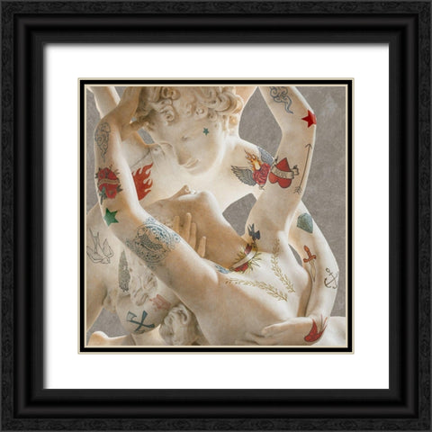 Tattooed Lovers (Cupid And Psyche) Black Ornate Wood Framed Art Print with Double Matting by Hill, Steven