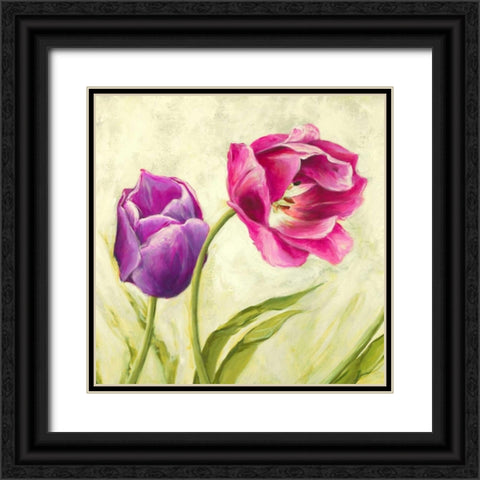 Tulipani danzanti Black Ornate Wood Framed Art Print with Double Matting by Mei, Silvia
